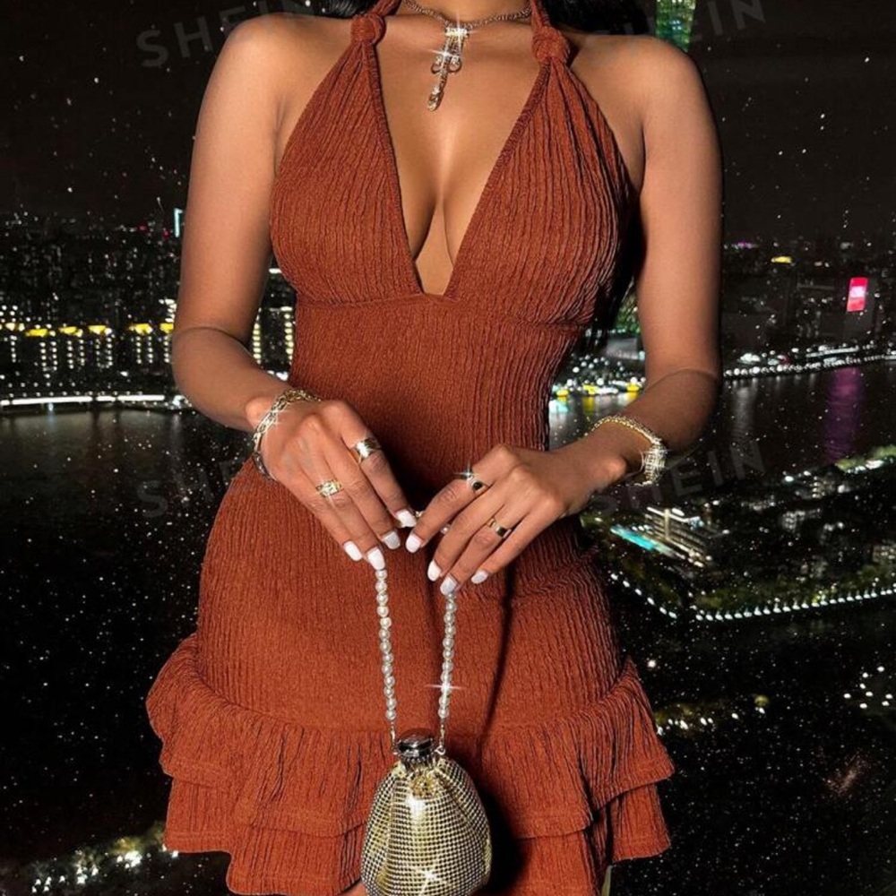 Brown haltered dress